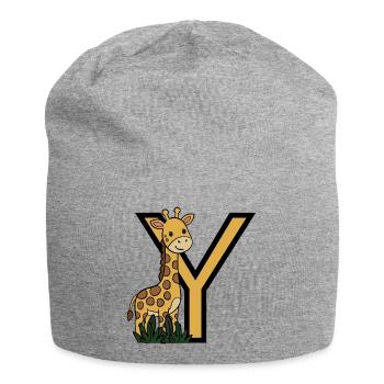 Giraffe with Y Letter Design - Jersey Beanie - heather grey - Front