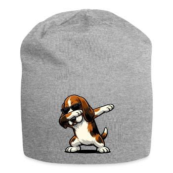 Dabbing Basset Hound in Comic Style - Jersey Beanie - heather grey - Front