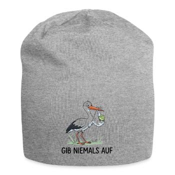 Gib niemals auf - Jersey-Beanie - Grau meliert - Vorne