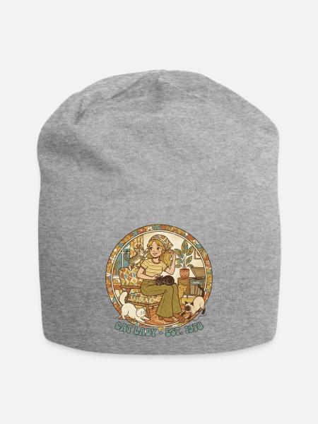 Cat Lady 1978 Retro Kreisdesign - Jersey-Beanie - Grau meliert