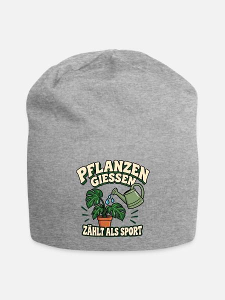   Pflanzen gießen zählt als Sport - Jersey-Beanie - Grau meliert