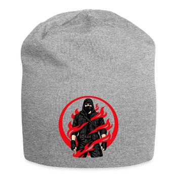 Ninja Flammenkreis - Jersey-Beanie - Grau meliert - Vorne