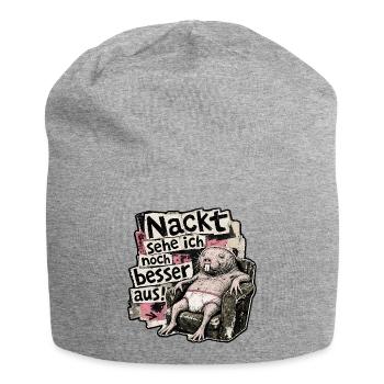 Nackt sehe ich noch besser aus - Nacktmull lustig - Jersey-Beanie - Grau meliert - Vorne