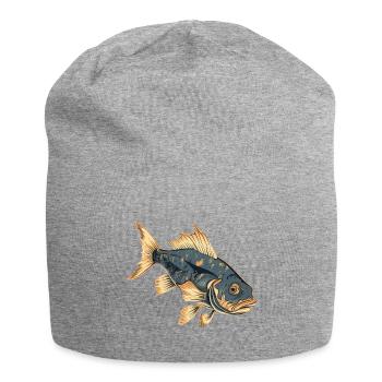 Pike perch fish, lifelike fishing design - Jersey Beanie - heather grey - Front