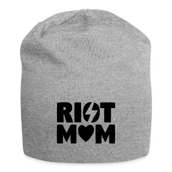 «RIOT MOM» logo - Jersey Beanie - heather grey - Front