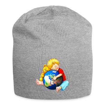 Mama Erde, wir haben dich ganz doll lieb !!! - Jersey-Beanie - Grau meliert - Vorne