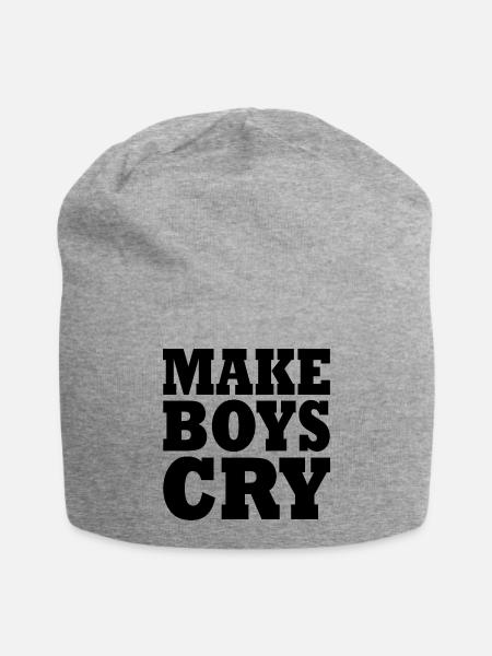 Make boys cry - Jersey-Beanie - Grau meliert