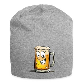 Beer Funny Beer Mug Laughing Drinking Alcohol Humor - Jersey Beanie - heather grey - Front