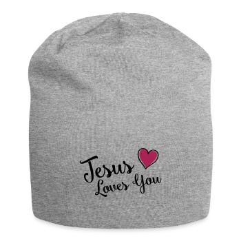 jesus liebt dich herz - Jersey-Beanie - Grau meliert - Vorne