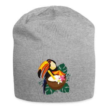 Été toucan avec soleil - Bonnet en jersey - gris chiné - Devant