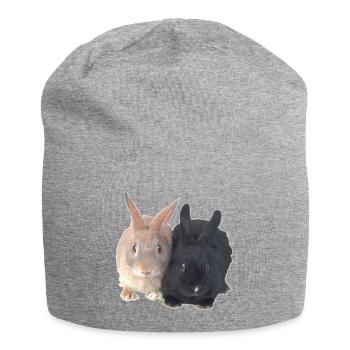 Easter Black Brown Rabbits - Jersey Beanie - heather grey - Front