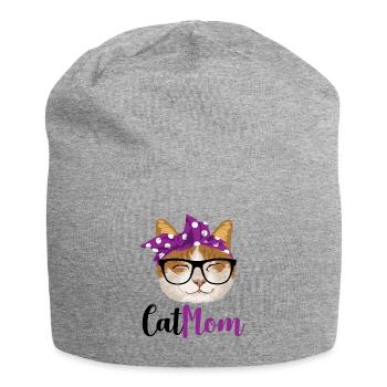 Maman de chat / maman de chats - Bonnet en jersey - gris chiné - Devant