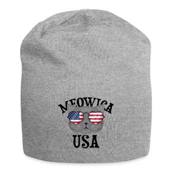 Meowica USA Cat (cat) - Jersey Beanie - heather grey - Front