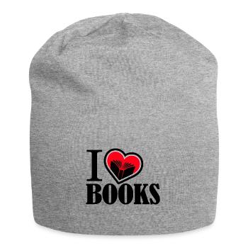 I love books and reading - Jersey Beanie - heather grey - Front