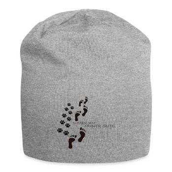 Hunde Pfote Immer an Meiner Seite Geschenk - Jersey-Beanie - Grau meliert - Vorne
