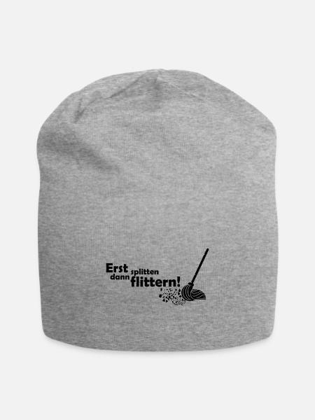 Erst splittern dann flittern Polterabend Geschenk - Jersey-Beanie - Grau meliert