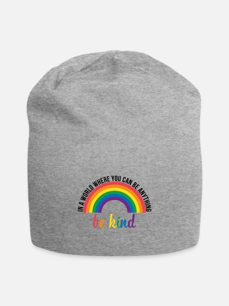 Be Kind Spruch Rechte Toleranz Geschenk - Jersey-Beanie - Grau meliert