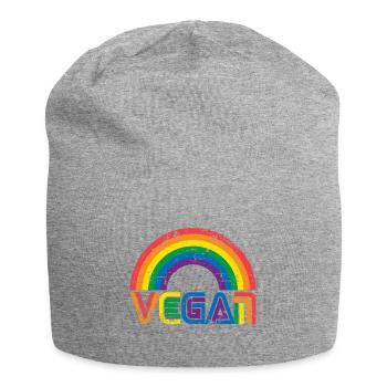 Vegan LGBT Regenbogenfahne Geschenk - Jersey-Beanie - Grau meliert - Vorne