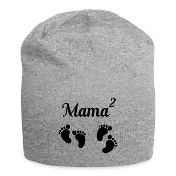 Mom squared twins twins gift - Jersey Beanie - heather grey - Front