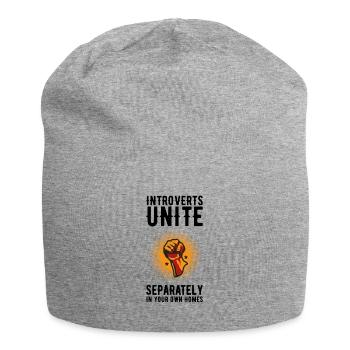 Introverts Unite Separately in your own homes - Jersey Beanie - heather grey - Front