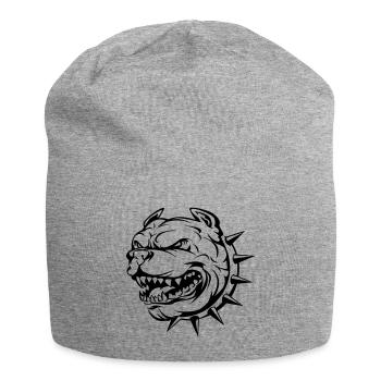Chien tête de bouledogue - Bonnet en jersey - gris chiné - Devant