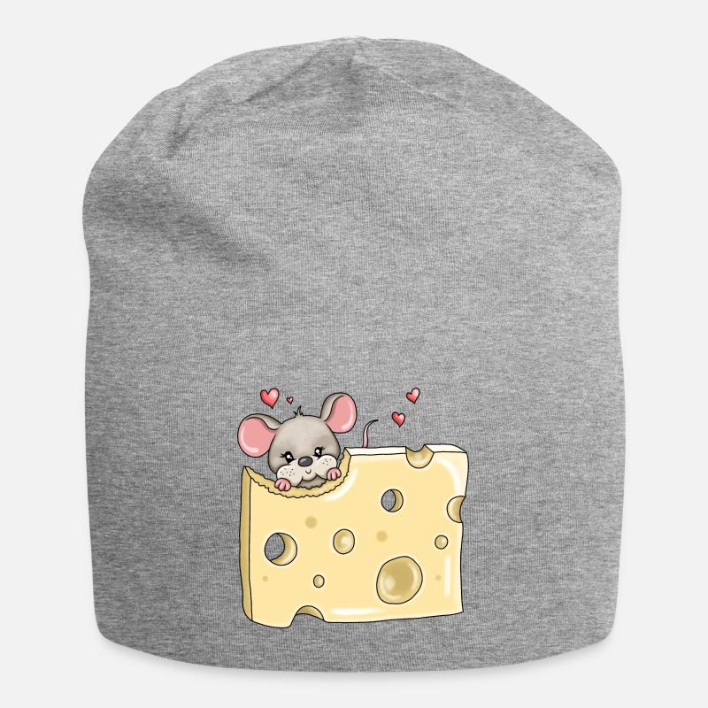 Hungry mouse holes cheese - Jersey Beanie - heather grey