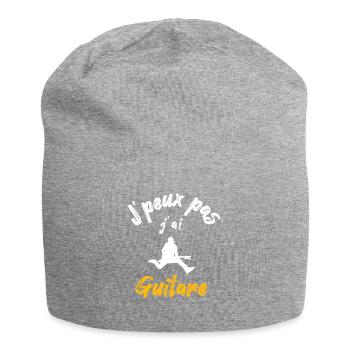 Je peux pas j'ai guitare, idée cadeau humour - Bonnet en jersey - gris chiné - Devant