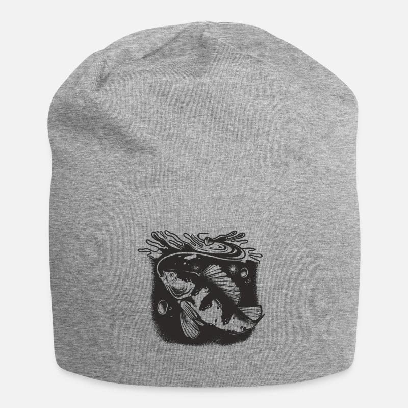 Pêcheurs et pêcheurs Accessoires de pêche Motif Canne à pêche - Bonnet en jersey - gris chiné