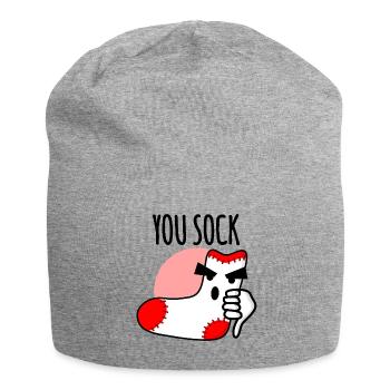 Du Socke, du saugst Socken lustiges Wortspiel - Jersey-Beanie - Grau meliert - Vorne