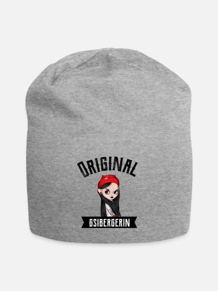 Tattoo Motiv Spruch Heimatverbunden Gsibergerin - Jersey-Beanie - Grau meliert