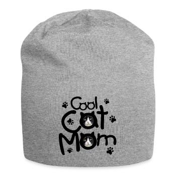 Maman chat cool - Bonnet en jersey - gris chiné - Devant