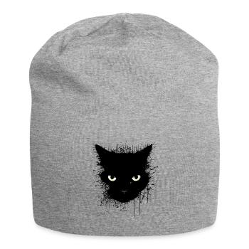 schwarz fluffy Katze - Jersey-Beanie - Grau meliert - Vorne