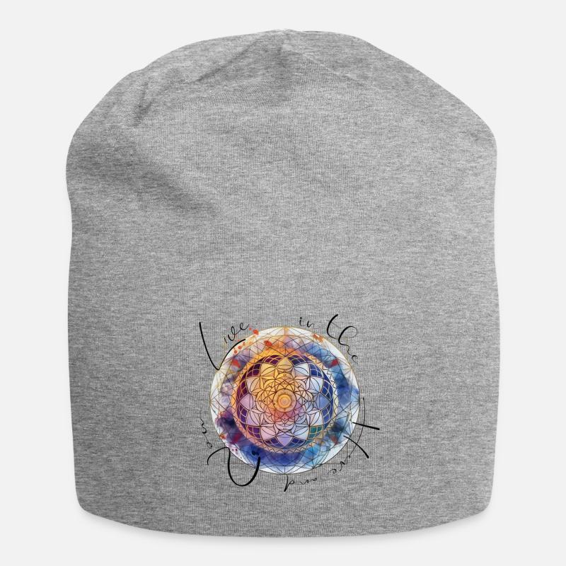 Heilige Geometrie, Blumendes lebens, positive - Jersey-Beanie - Grau meliert