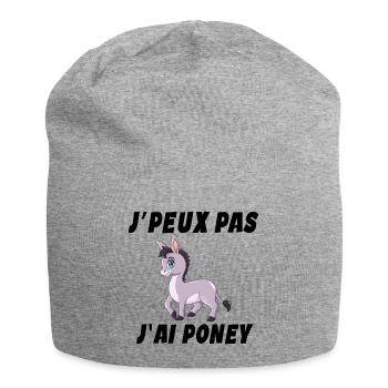 poney, cheval, poney club - Bonnet en jersey - gris chiné - Devant