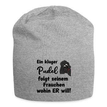 Ein kluger Pudel folgt seinem Frauchen wohin er - Jersey-Beanie - Grau meliert - Vorne