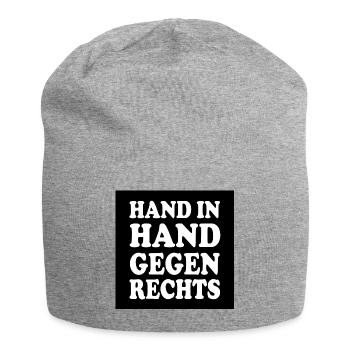 Hand in hand gegen rechts - Jersey-Beanie - Grau meliert - Vorne