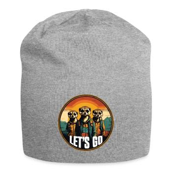 Coole Erdmännchen im Outdoor Outfit Vintage Stil - Jersey-Beanie - Grau meliert - Vorne