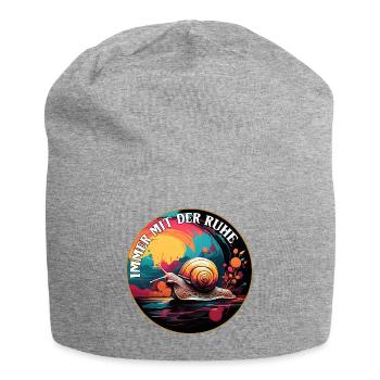 Snail in a colorful circle always with the calm - Jersey Beanie - heather grey - Front