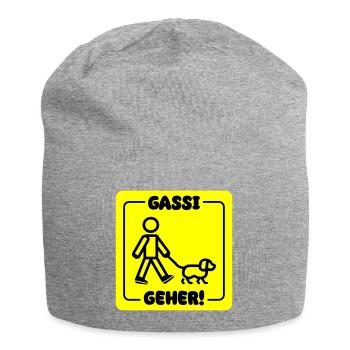 Dog walking dog - Jersey Beanie - heather grey - Front
