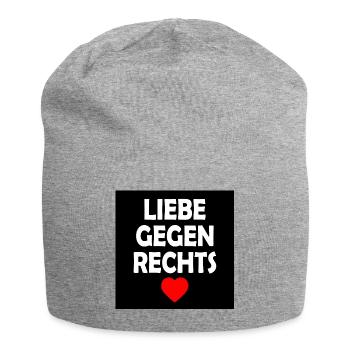 Liebe gegen rechts - Jersey-Beanie - Grau meliert - Vorne