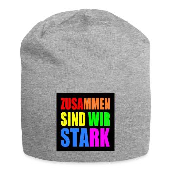 zusammen sind wir stark - Jersey-Beanie - Grau meliert - Vorne