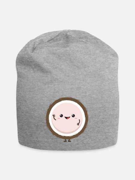 Kokos Geschenk Kokosnuss Urlaub Karibik Sommer - Jersey-Beanie - Grau meliert