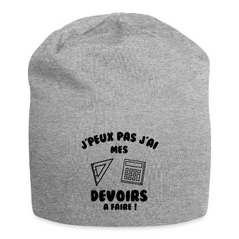 J’peux pas j’ai mes devoirs à faire - Bonnet en jersey - gris chiné - Devant