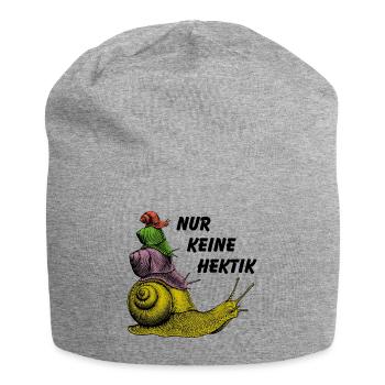 Keine Hektik Schnecken übereinander und Spruch - Jersey-Beanie - Grau meliert - Vorne