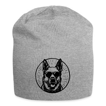 Schäferhund Hund Hundekopf - Jersey-Beanie - Grau meliert - Vorne