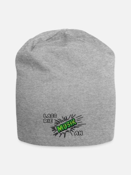 Pow Lass die Musik an - grün auf hell - Jersey-Beanie - Grau meliert