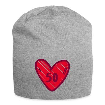 Cute heart red 50 years 50th birthday - Jersey Beanie - heather grey - Front