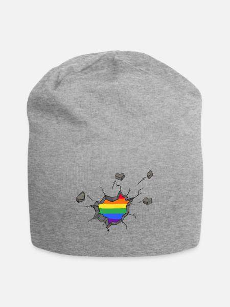 lgbt pride love rules human gender pan queer lgbtq - Jersey-Beanie - Grau meliert