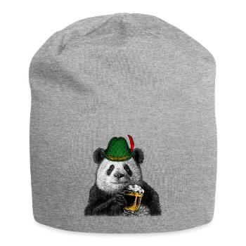 Panda mit Bier / Lustig, Humor - Jersey-Beanie - Grau meliert - Vorne