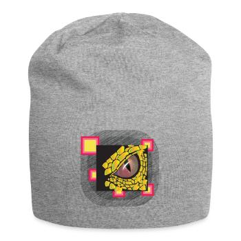 Drache Dragon Schuppen Drachenauge Echse Fantasy - Jersey-Beanie - Grau meliert - Vorne